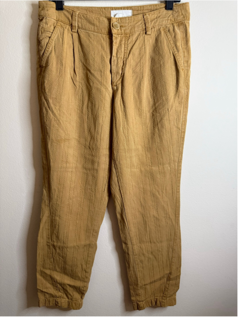 Women's Anthropologie Scout Striped Trousers Size 28 Tan Striped Pants
